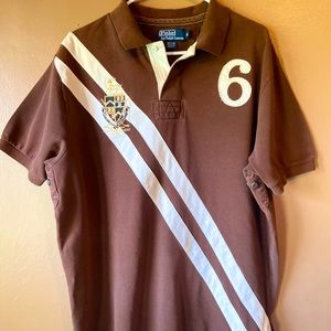 Ralph Lauren, Polo shirt, RLPC Golf Tournament Edition. Brown/Cream, Size XL